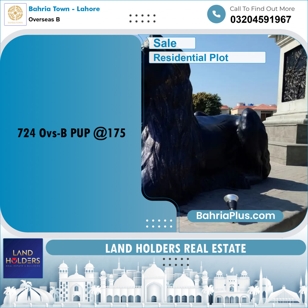 10 Marla Residential Plot for Sale in Overseas B - Bahria Town, Lahore - (BP-217640)