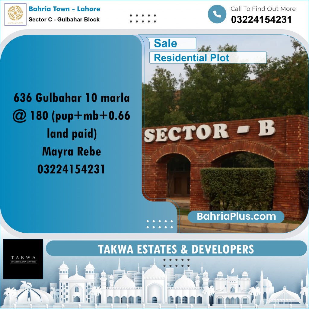 Residential Plot for Sale in Sector C - Gulbahar Block - Bahria Town, Lahore - (BP-217663)