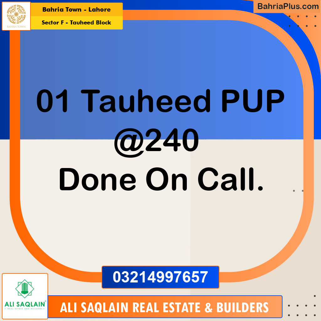 Residential Plot for Sale in Sector F - Tauheed Block - Bahria Town, Lahore - (BP-217664)