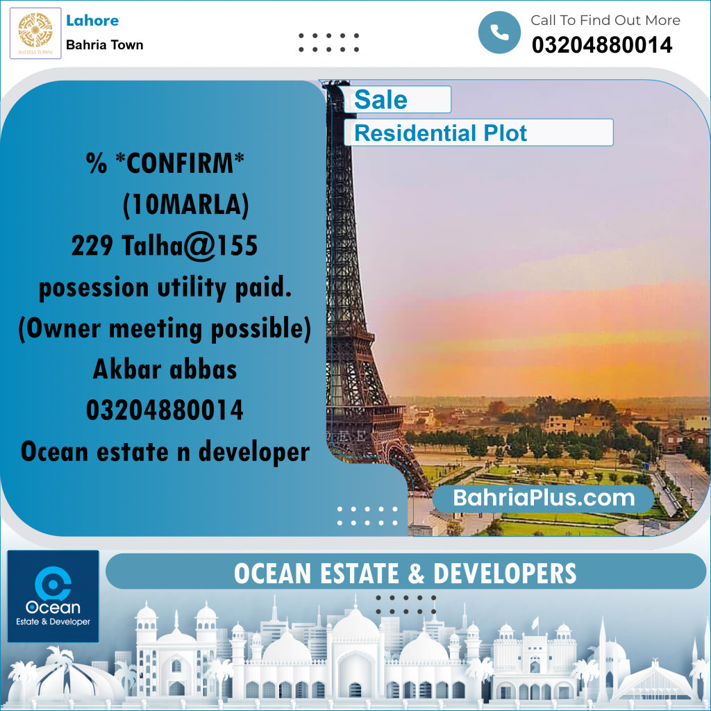 Residential Plot for Sale in Bahria Town, Lahore - (BP-217694)