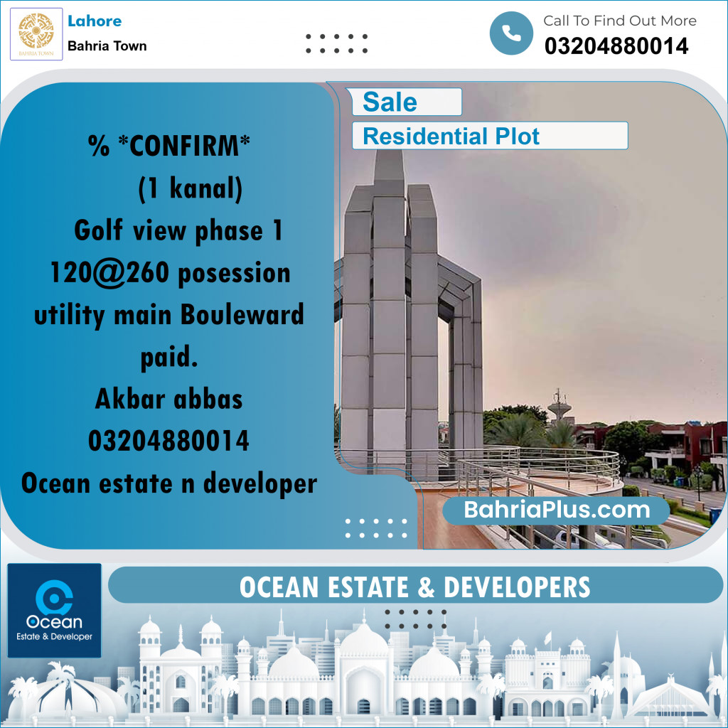 Residential Plot for Sale in Bahria Town, Lahore - (BP-217700)
