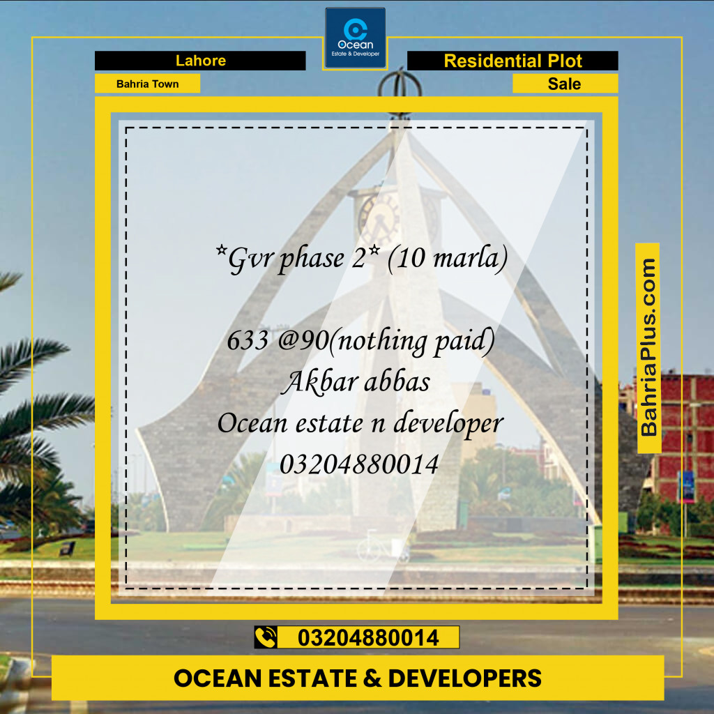 Residential Plot for Sale in Bahria Town, Lahore - (BP-217702)