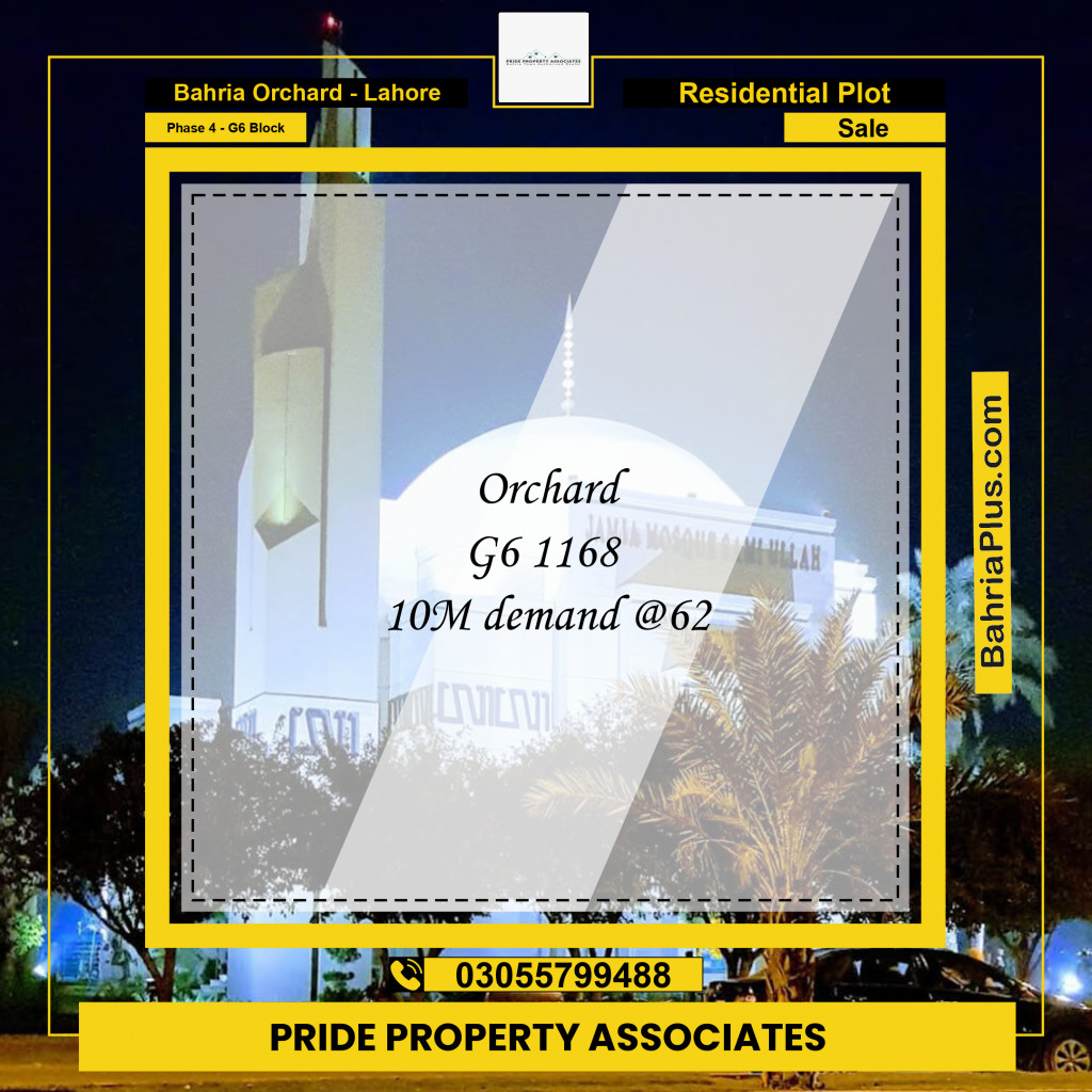 10 Marla Residential Plot for Sale in Phase 4 - G6 Block -  Bahria Orchard, Lahore - (BP-217741)