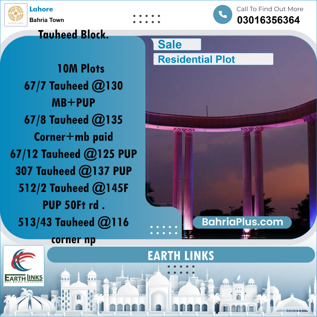 Residential Plot for Sale in Bahria Town, Lahore - (BP-217746)