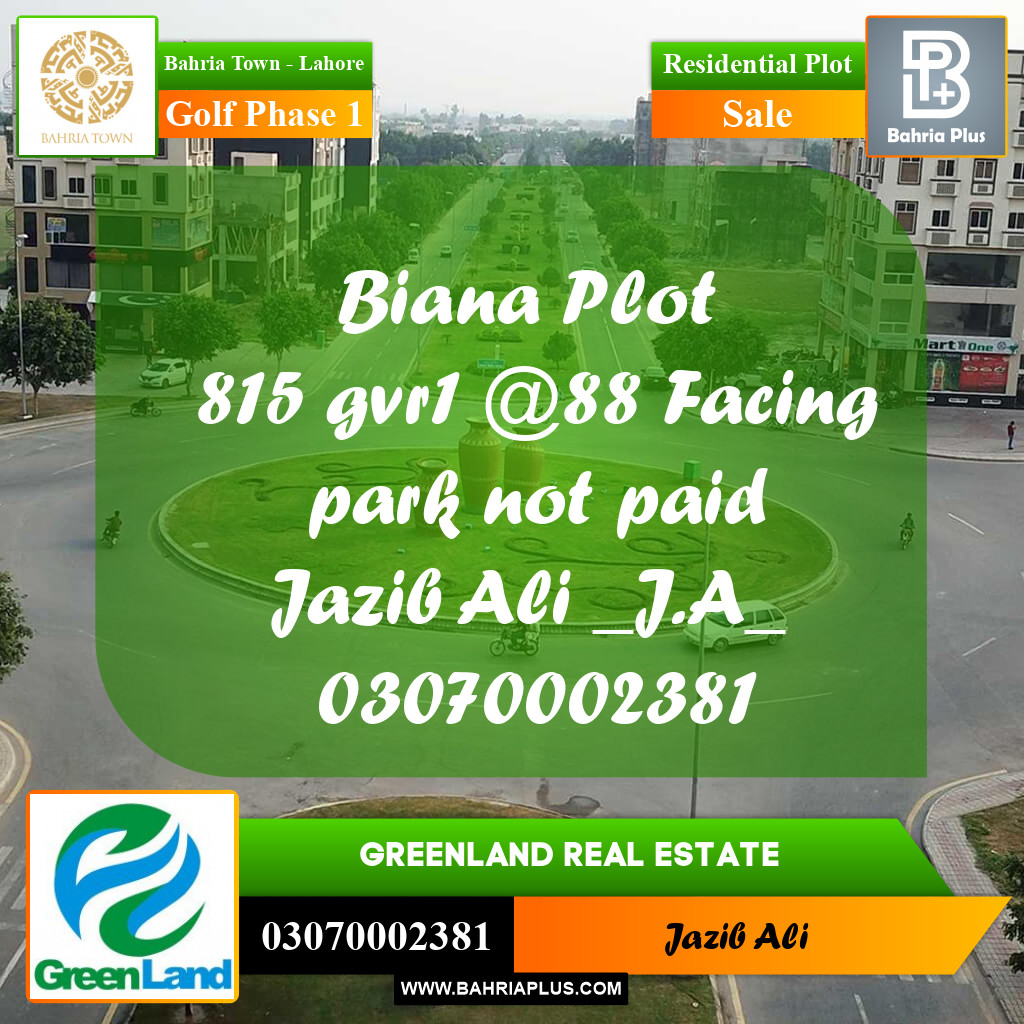 10 Marla Residential Plot for Sale in Golf Phase 1 -  Bahria Town, Lahore - (BP-217753)
