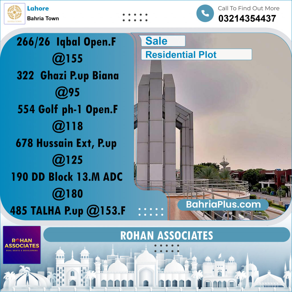 Residential Plot for Sale in Bahria Town, Lahore - (BP-217775)