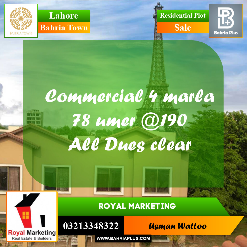 Residential Plot for Sale in Bahria Town, Lahore - (BP-217851)