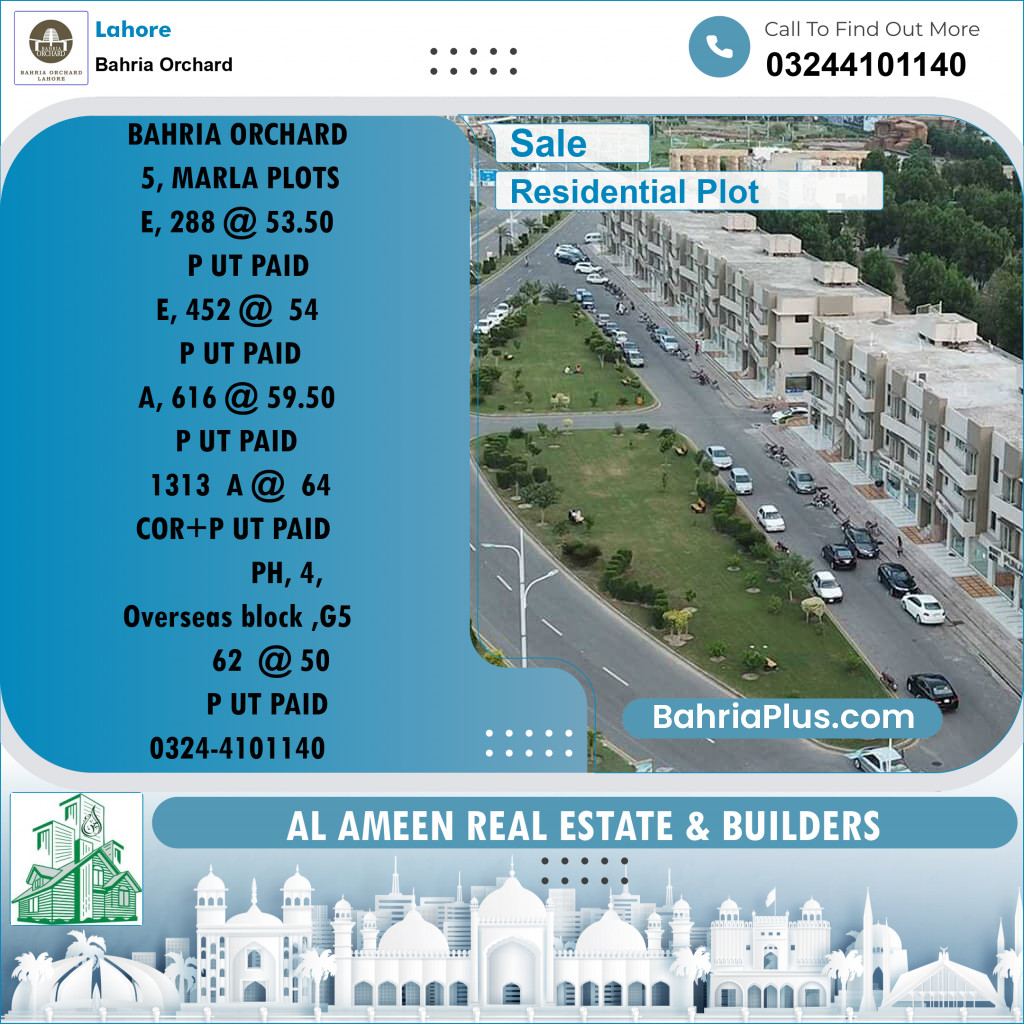 Residential Plot for Sale in Bahria Orchard, Lahore - (BP-217870)