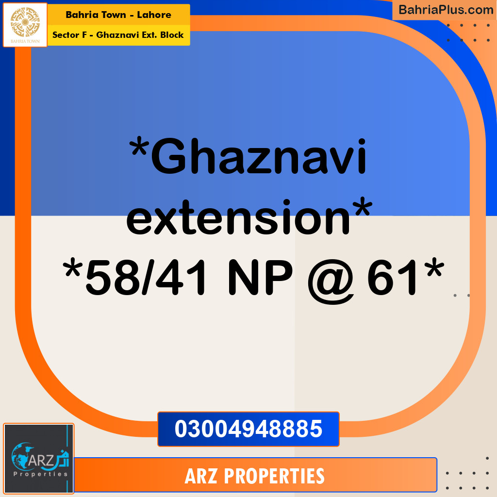 Residential Plot for Sale in Sector F - Ghaznavi Ext. Block - Bahria Town, Lahore - (BP-217885)