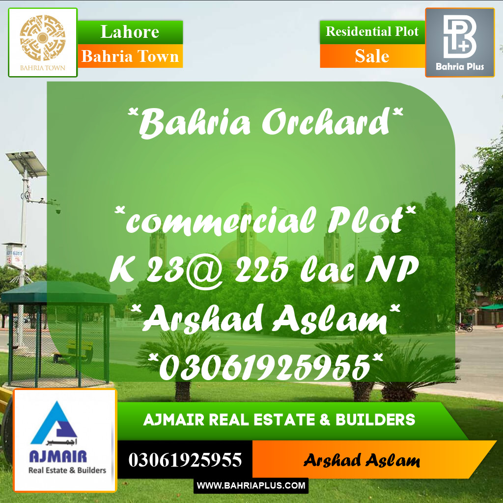 Residential Plot for Sale in Bahria Town, Lahore - (BP-217912)
