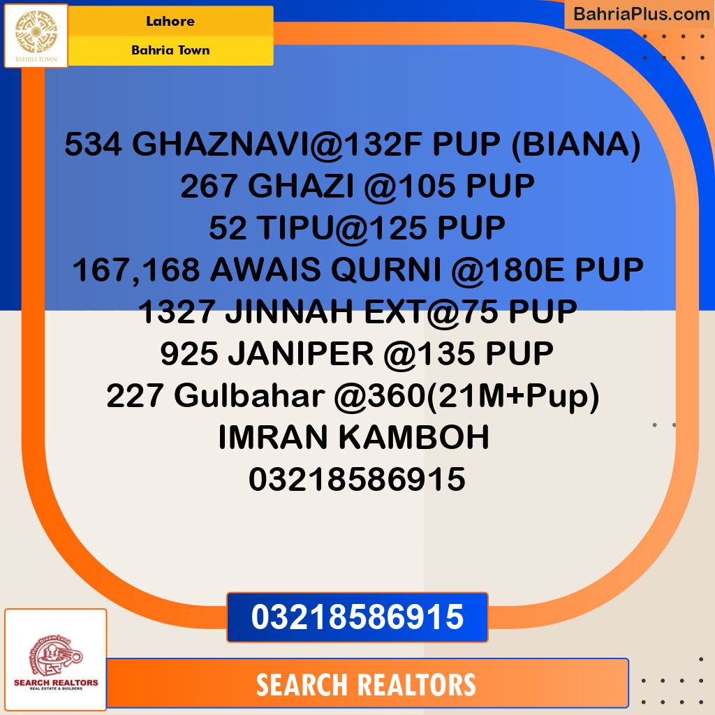 Residential Plot for Sale in Bahria Town, Lahore - (BP-217919)