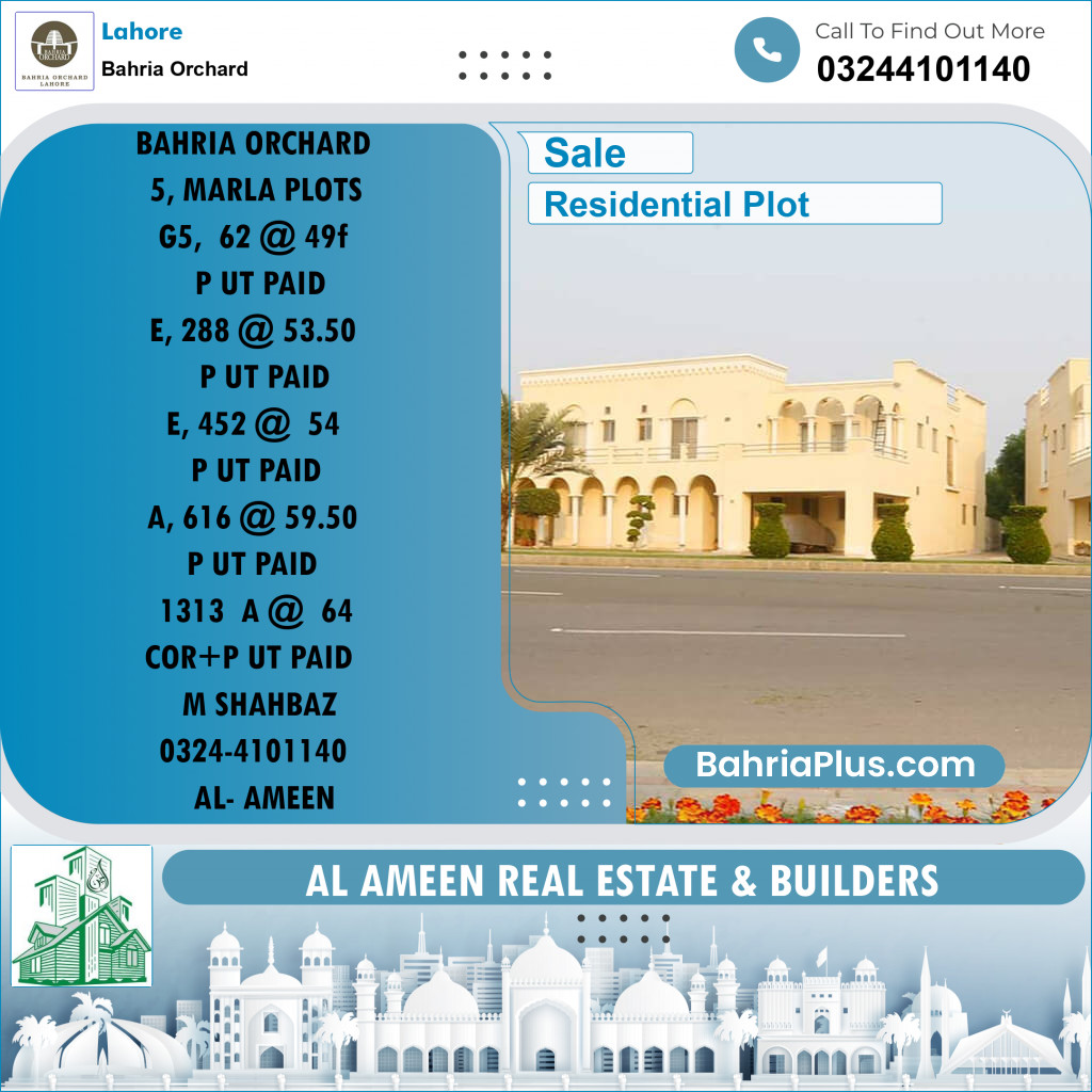 Residential Plot for Sale in Bahria Orchard, Lahore - (BP-217932)