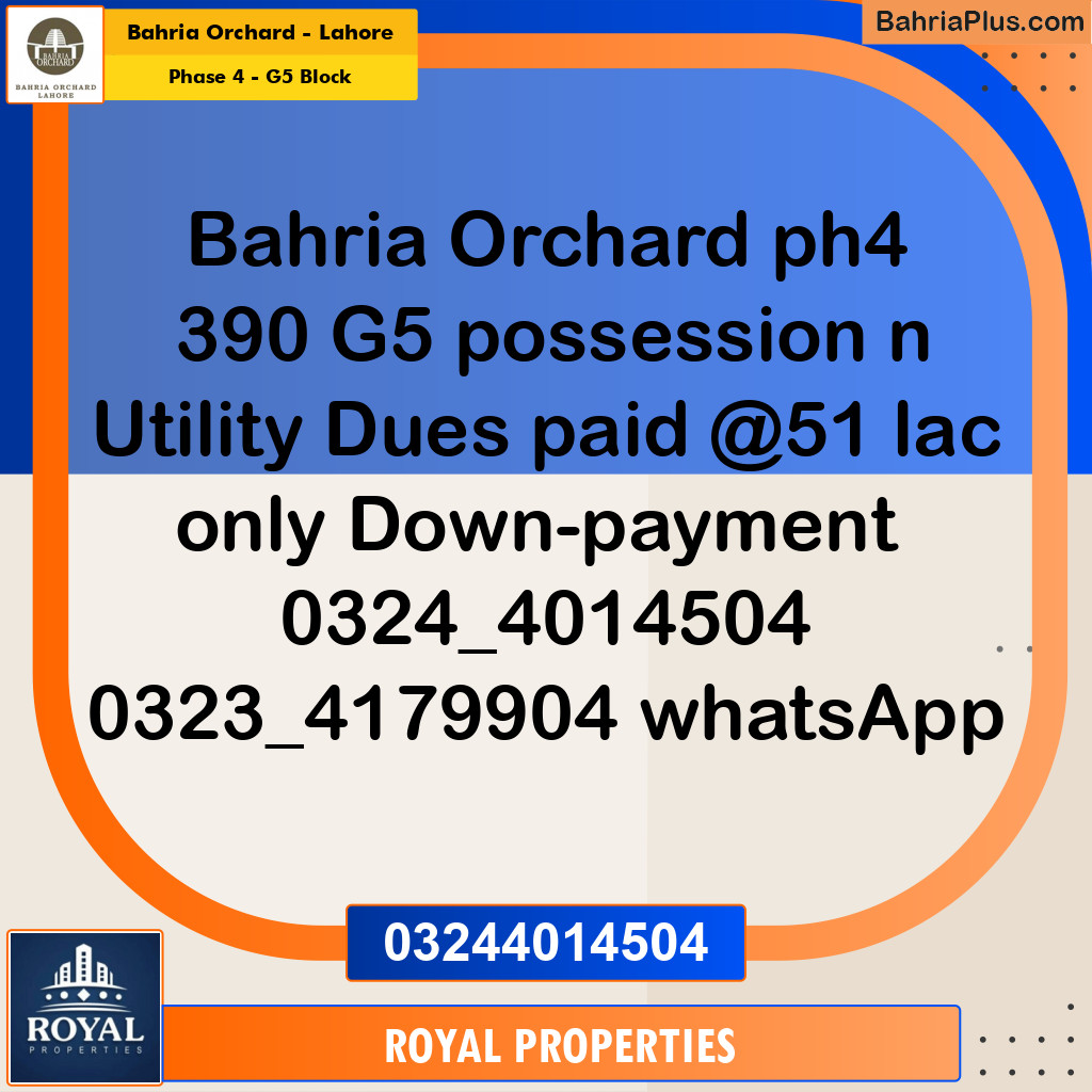 Residential Plot for Sale in Phase 4 - G5 Block -  Bahria Orchard, Lahore - (BP-217945)