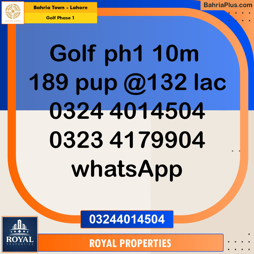 Residential Plot for Sale in Golf Phase 1 -  Bahria Town, Lahore - (BP-217952)