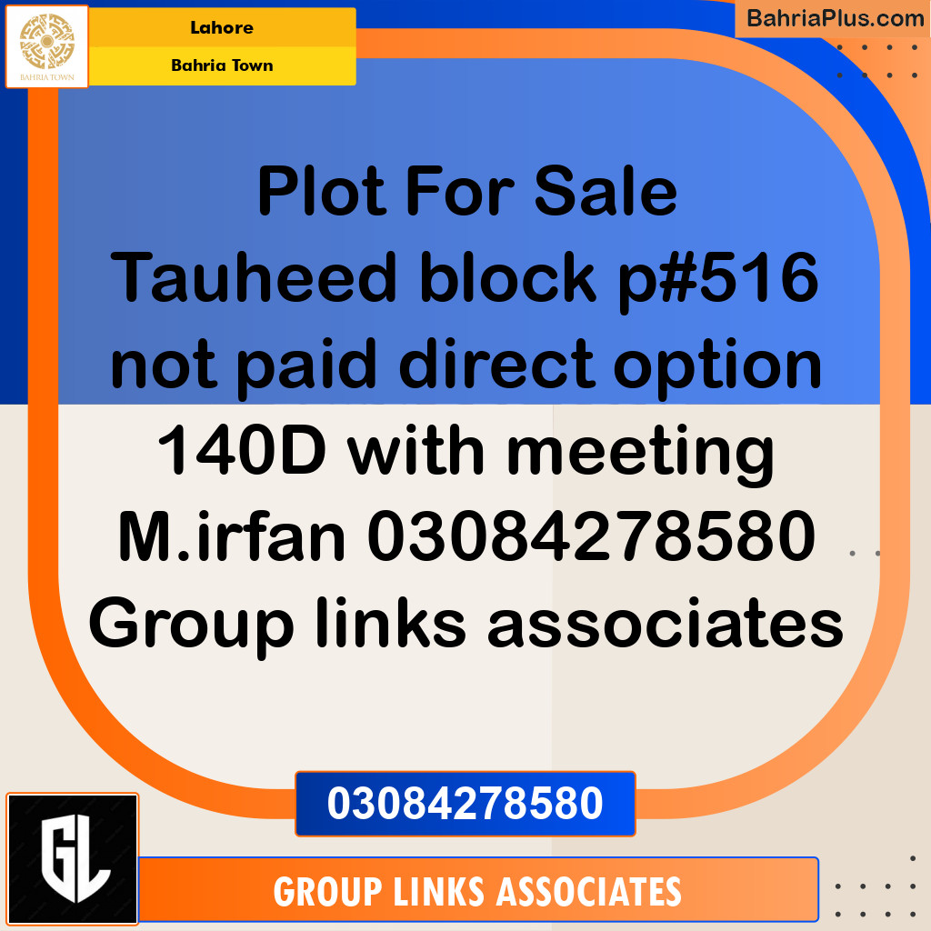 Residential Plot for Sale in Bahria Town, Lahore - (BP-217966)