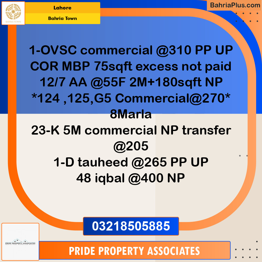 Residential Plot for Sale in Bahria Town, Lahore - (BP-218019)