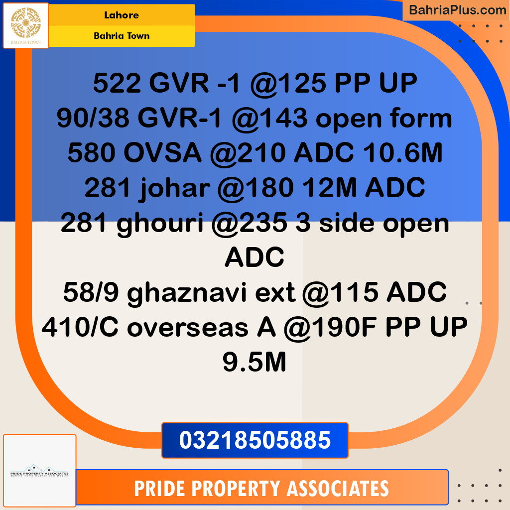 Residential Plot for Sale in Bahria Town, Lahore - (BP-218021)