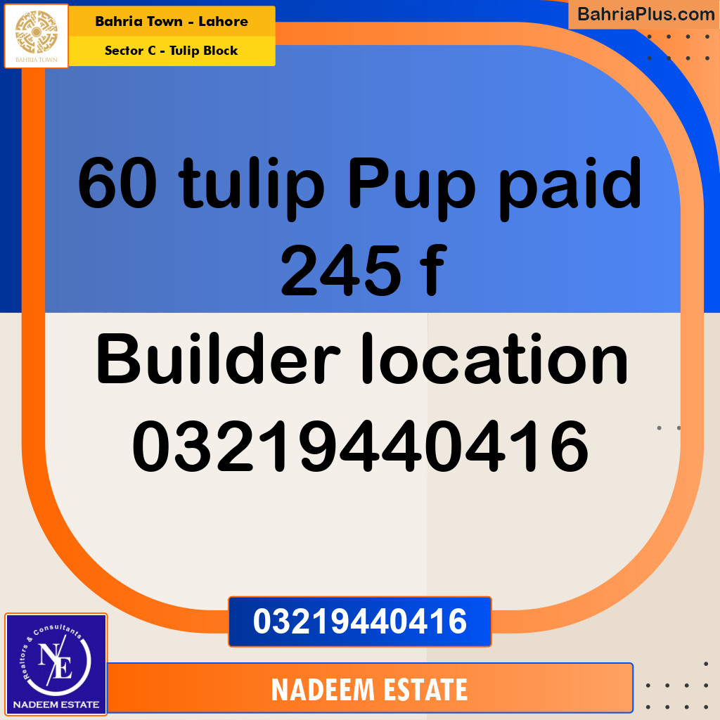 Residential Plot for Sale in Sector C - Tulip Block - Bahria Town, Lahore - (BP-218042)