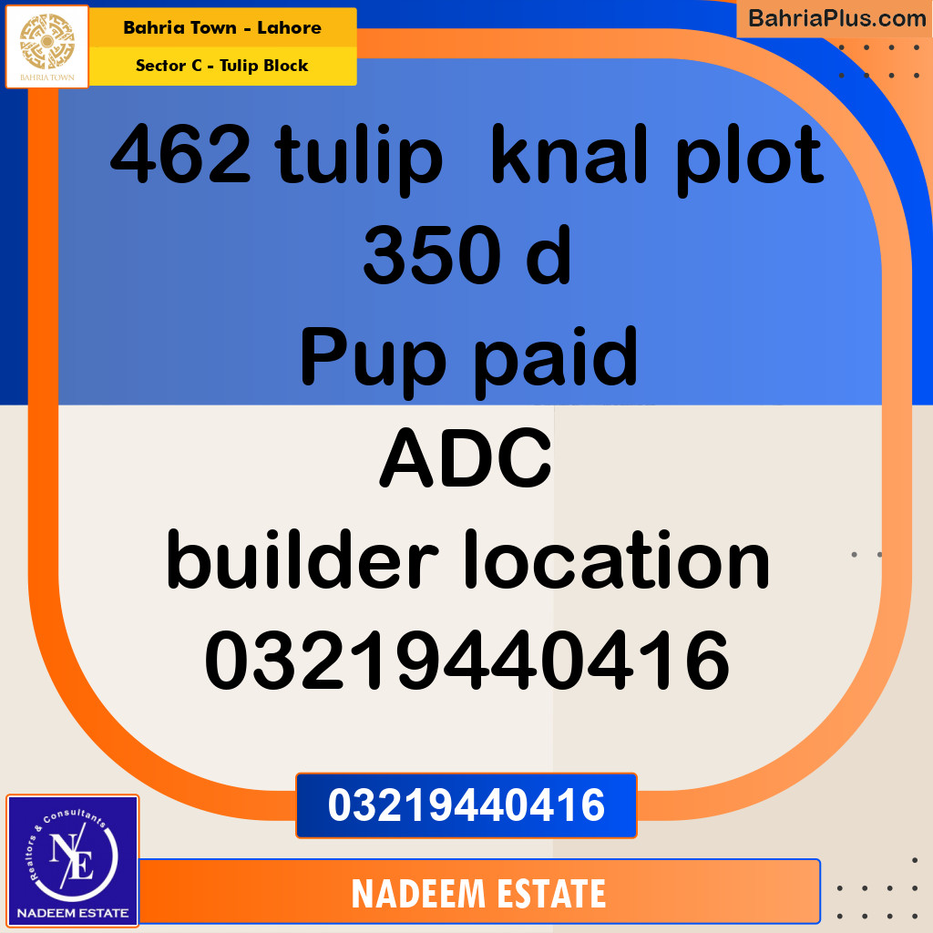 Residential Plot for Sale in Sector C - Tulip Block -  Bahria Town, Lahore - (BP-218043)