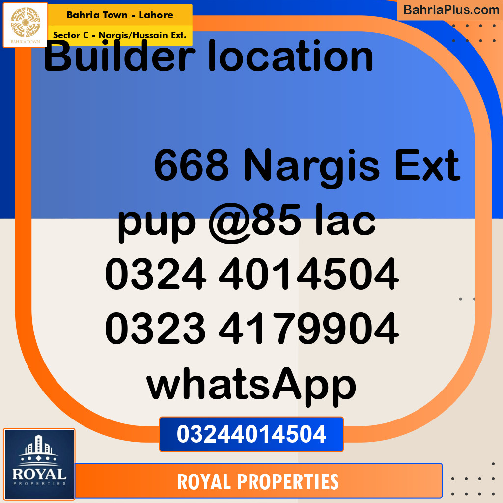 Residential Plot for Sale in Sector C - Nargis/Hussain Ext. - Bahria Town, Lahore - (BP-218056)
