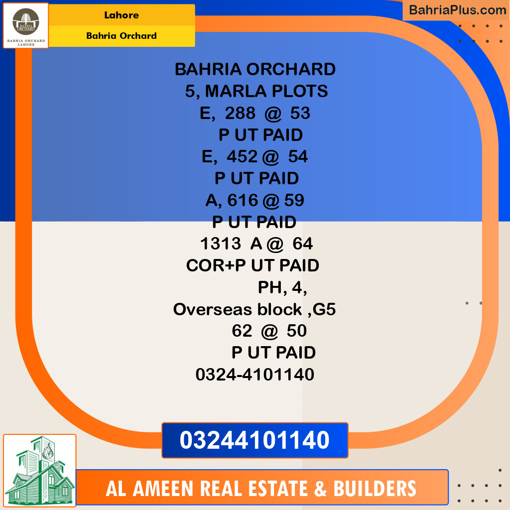 Residential Plot for Sale in Bahria Orchard, Lahore - (BP-218066)