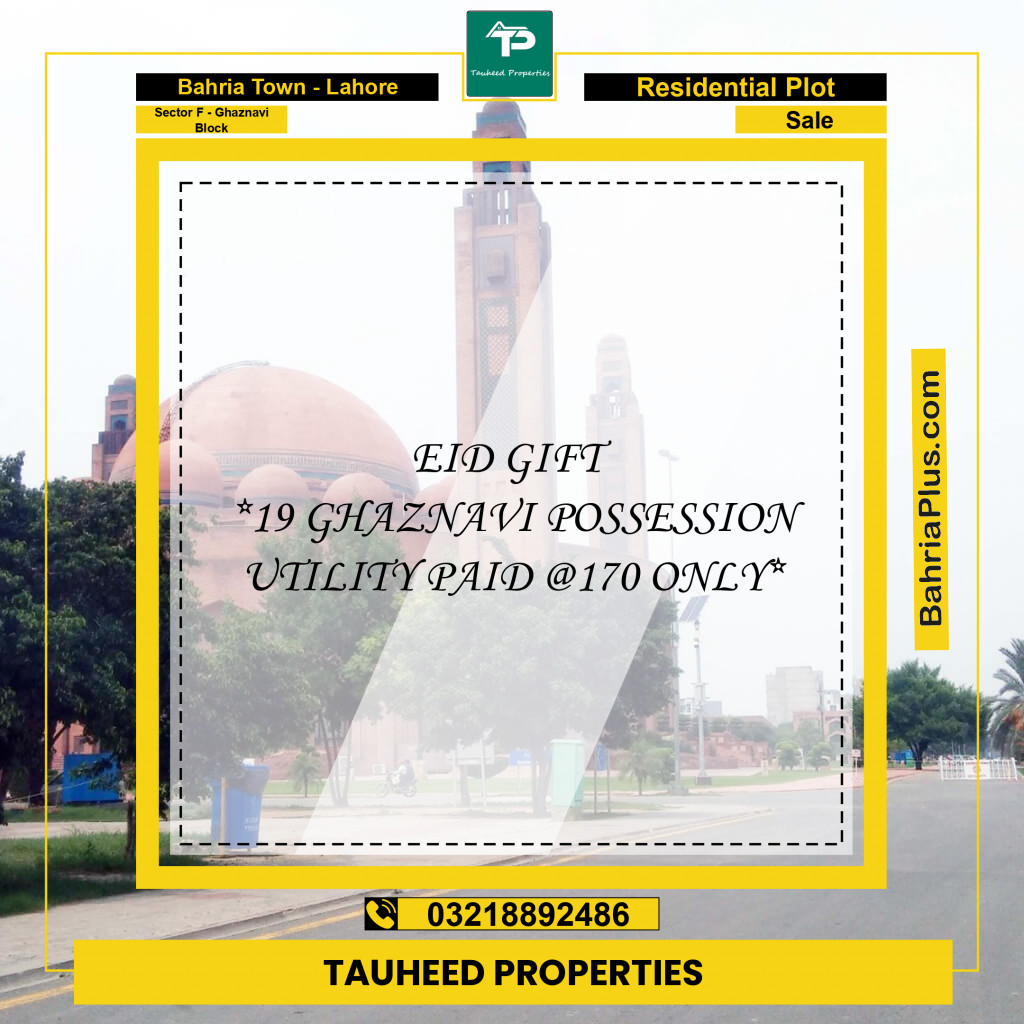 10 Marla Residential Plot for Sale in Sector F - Ghaznavi Block - Bahria Town, Lahore - (BP-218067)