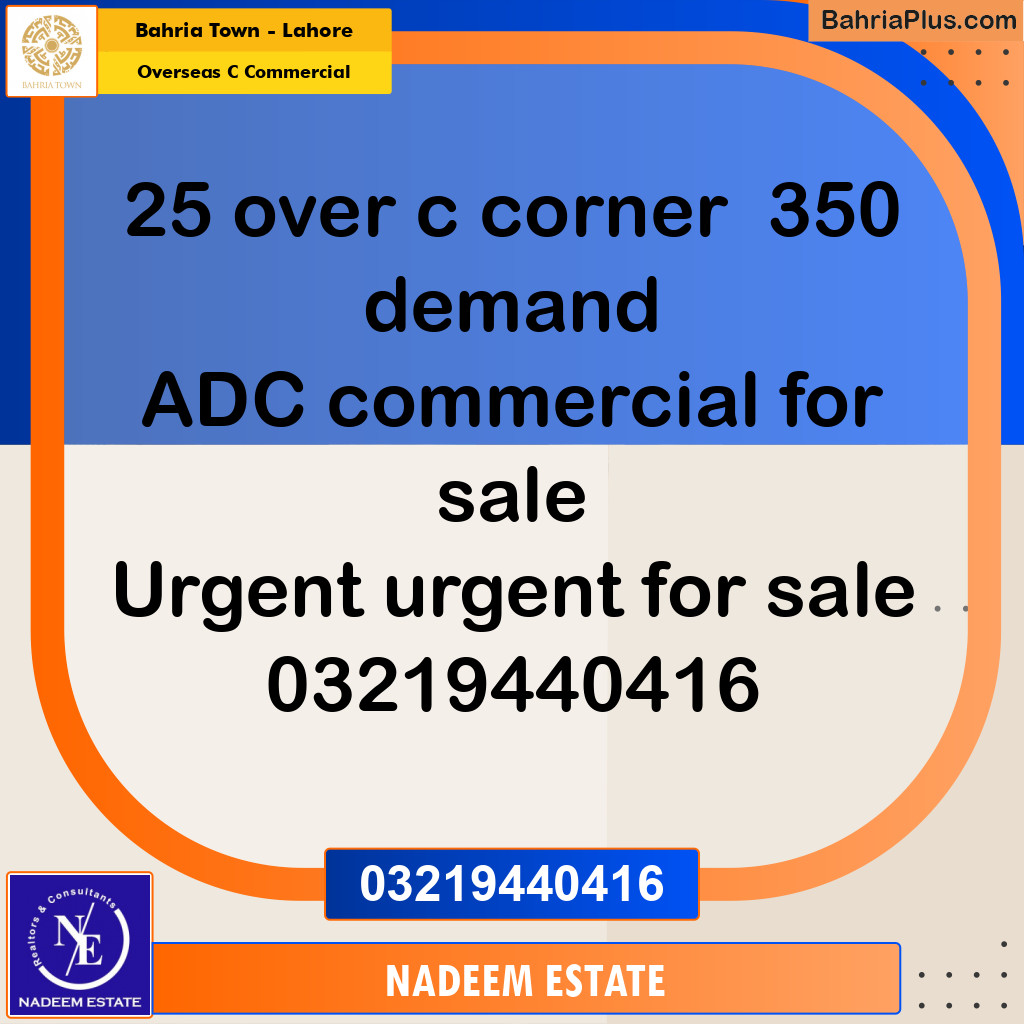 Commercial Plot for Sale in Overseas C Commercial -  Bahria Town, Lahore - (BP-218074)