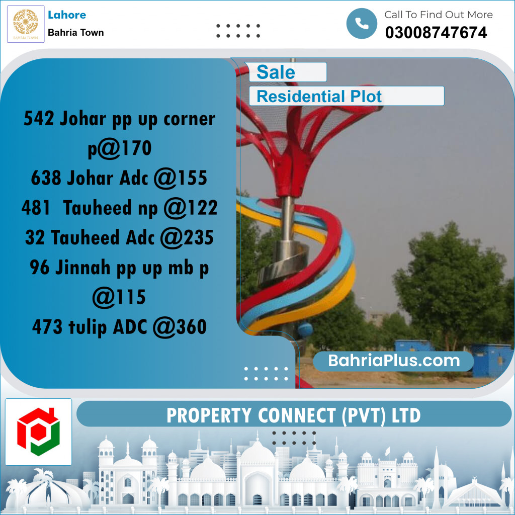 Residential Plot for Sale in Bahria Town, Lahore - (BP-218105)