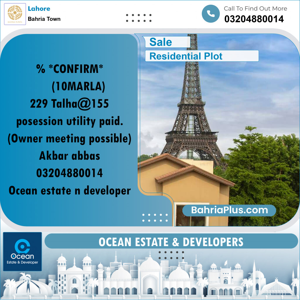 Residential Plot for Sale in Bahria Town, Lahore - (BP-218143)