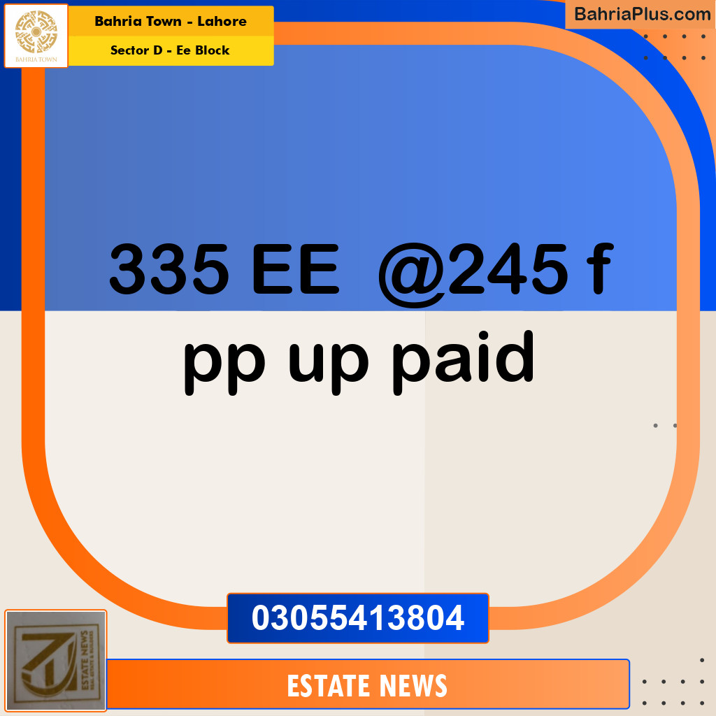 Residential Plot for Sale in Sector D - EE Block - Bahria Town, Lahore - (BP-218193)