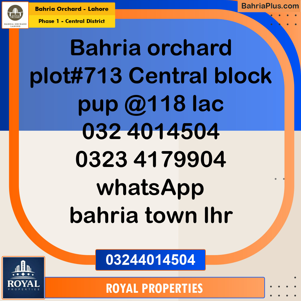 Residential Plot for Sale in Phase 1 - Central District -  Bahria Orchard, Lahore - (BP-218219)