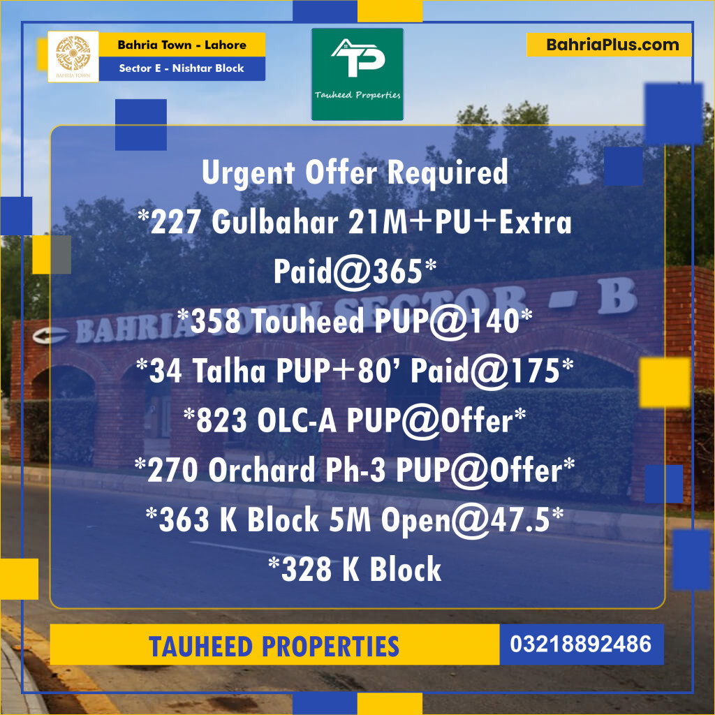 5 Marla Residential Plot for Sale in Sector E - Nishtar Block -  Bahria Town, Lahore - (BP-218257)