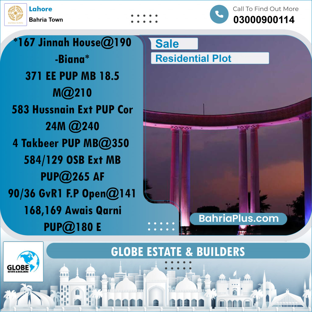 Residential Plot for Sale in Bahria Town, Lahore - (BP-218281)
