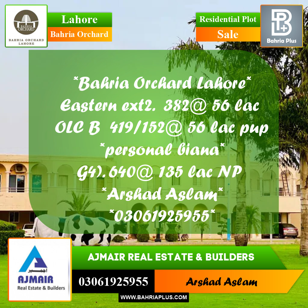Residential Plot for Sale in Bahria Orchard, Lahore - (BP-218295)