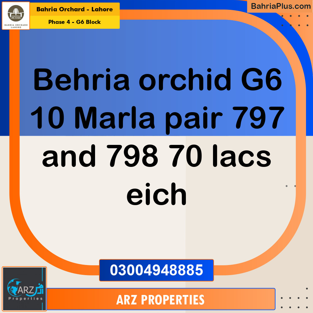 Residential Plot for Sale in Phase 4 - G6 Block -  Bahria Orchard, Lahore - (BP-218304)