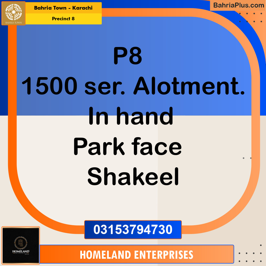 250 Sq. Yards Residential Plot for Sale in Precinct 8 -  Bahria Town, Karachi - (BP-218334)