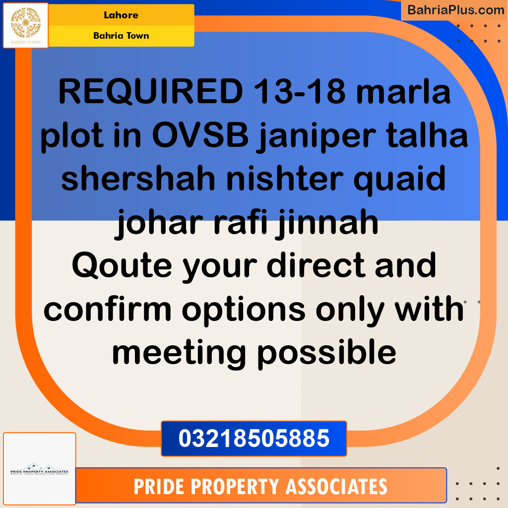 Residential Plot for Sale in Bahria Town, Lahore - (BP-218357)