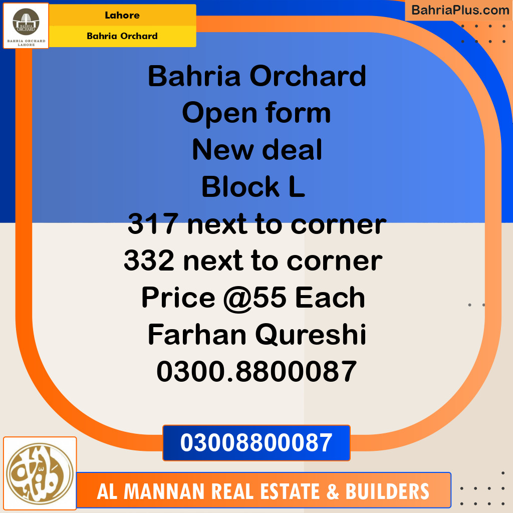 Residential Plot for Sale in Bahria Orchard, Lahore - (BP-218385)