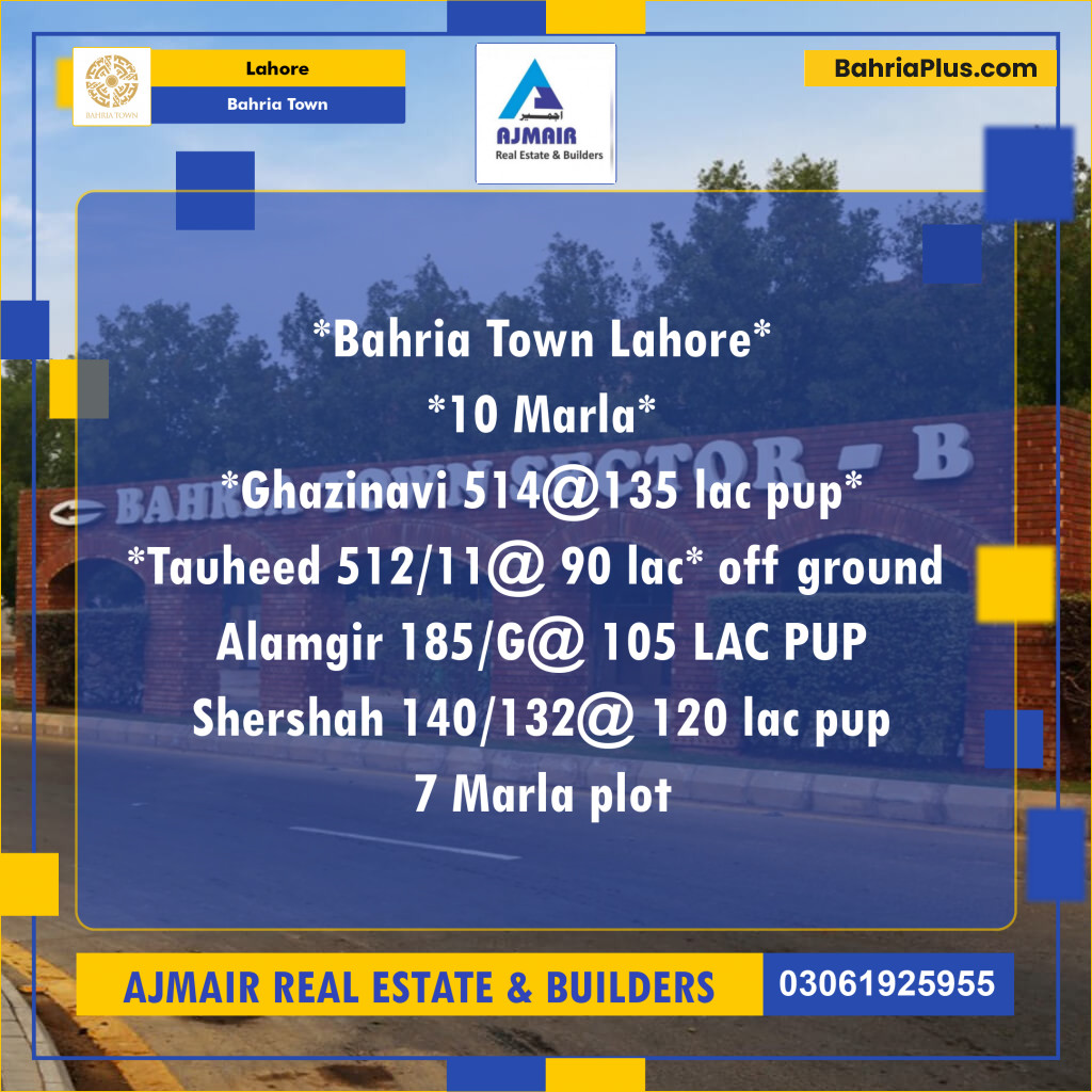 Residential Plot for Sale in Bahria Town, Lahore - (BP-218419)