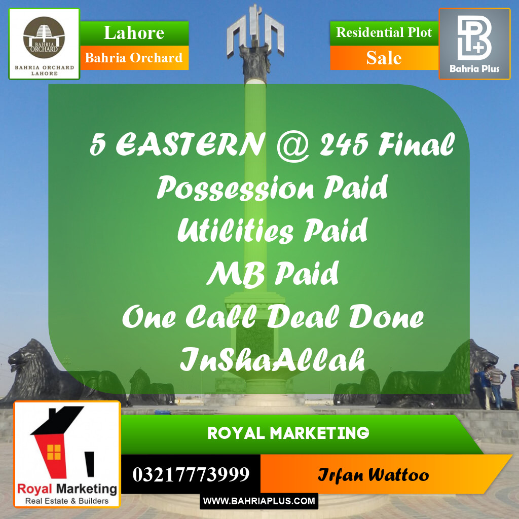 Residential Plot for Sale in Bahria Orchard, Lahore - (BP-218450)