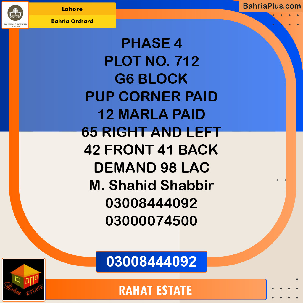 Residential Plot for Sale in Bahria Orchard, Lahore - (BP-218455)