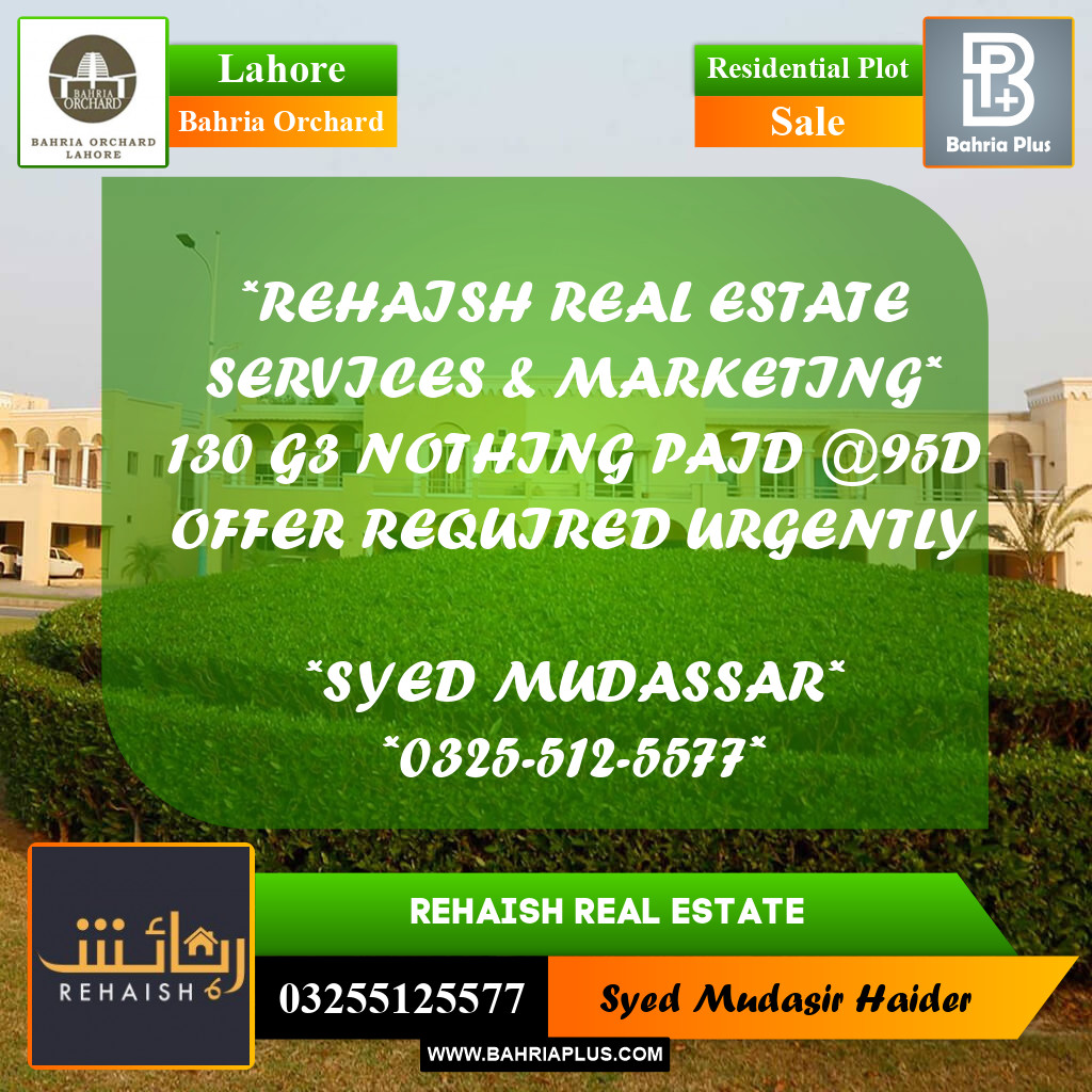 Residential Plot for Sale in Bahria Orchard, Lahore - (BP-218478)