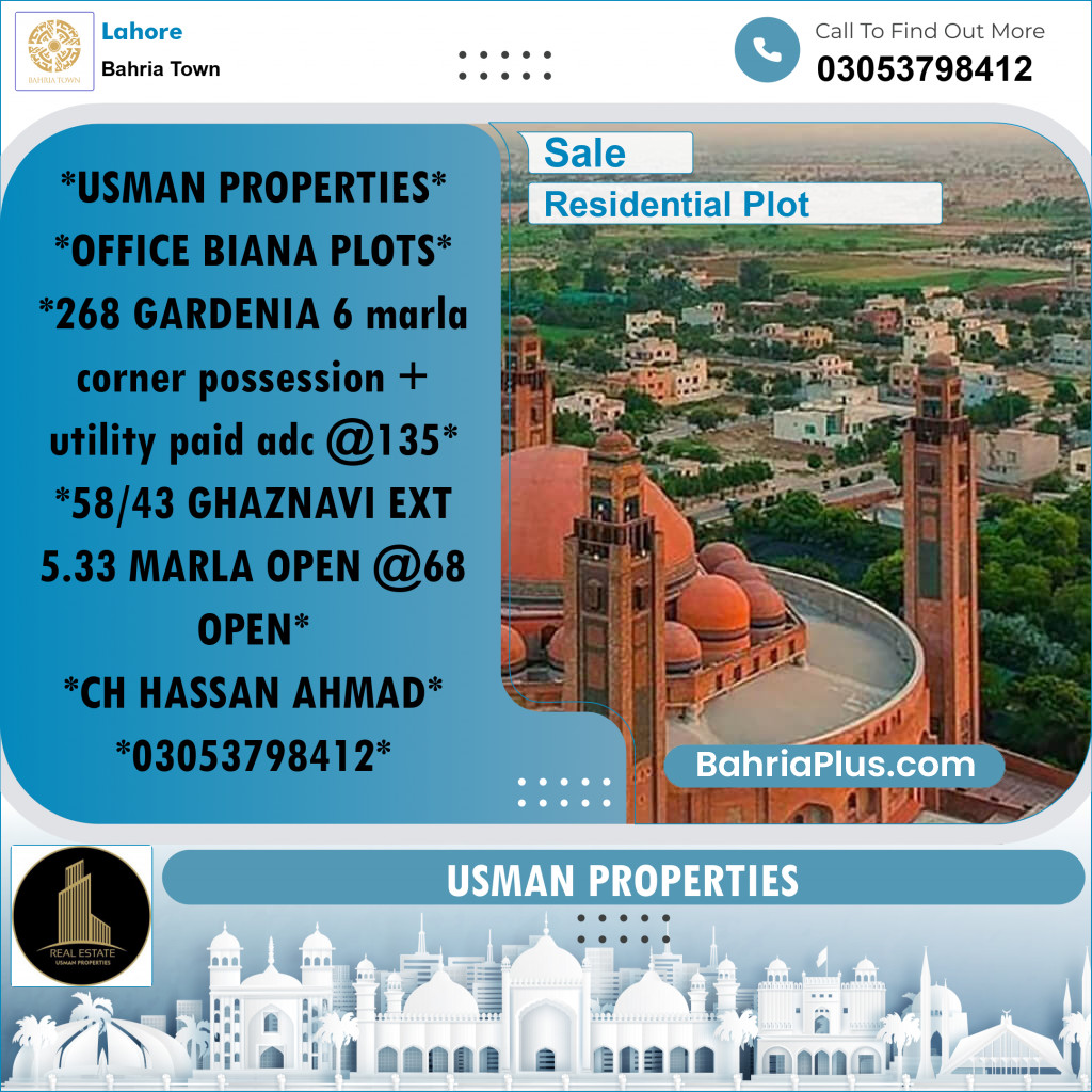 Residential Plot for Sale in Bahria Town, Lahore - (BP-218486)