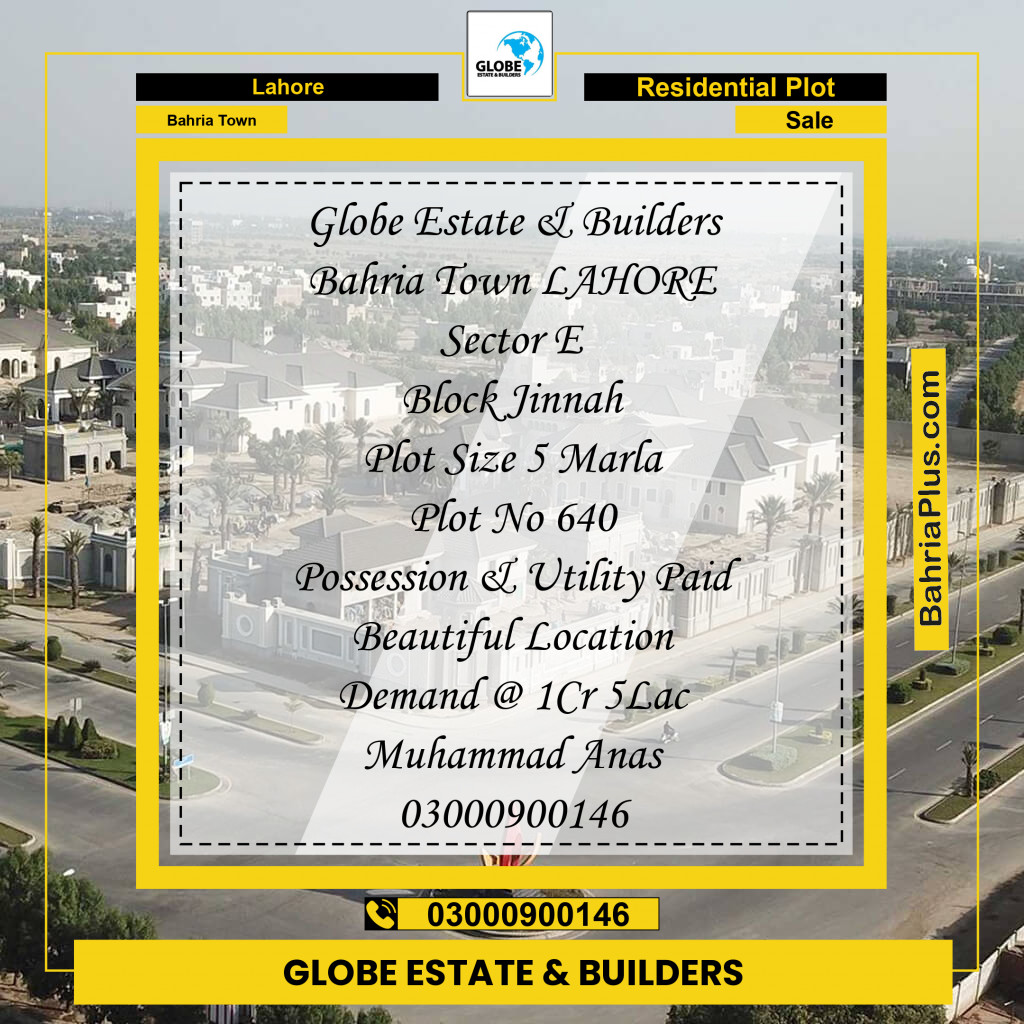 Residential Plot for Sale in Bahria Town, Lahore - (BP-218487)