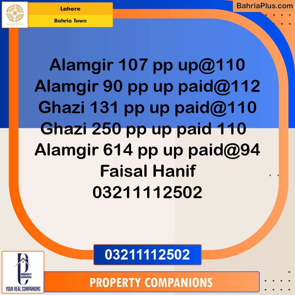 Residential Plot for Sale in Bahria Town, Lahore - (BP-218511)