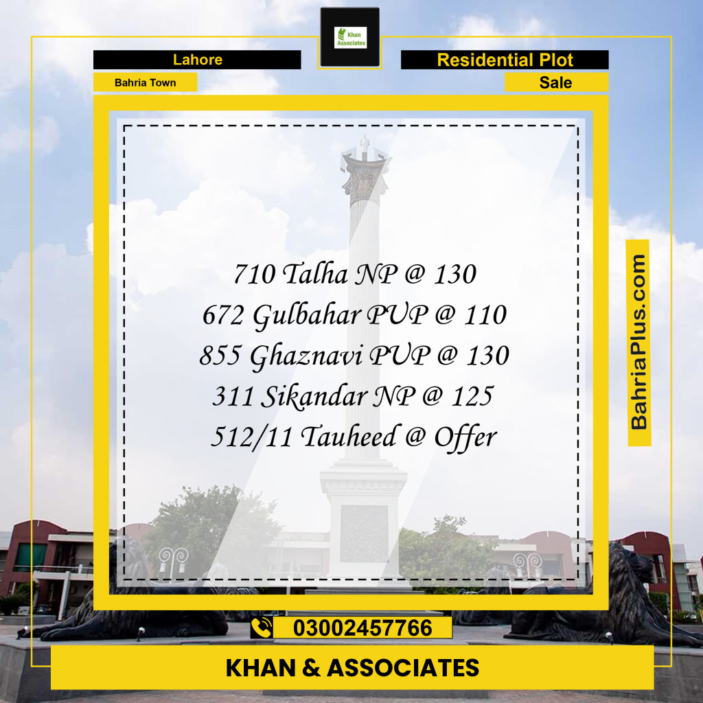Residential Plot for Sale in Bahria Town, Lahore - (BP-218515)