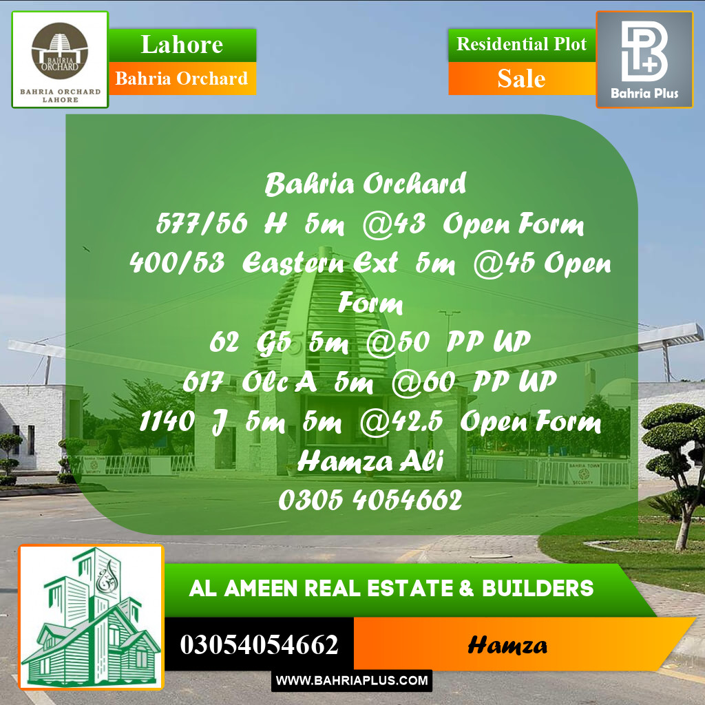 Residential Plot for Sale in Bahria Orchard, Lahore - (BP-218522)