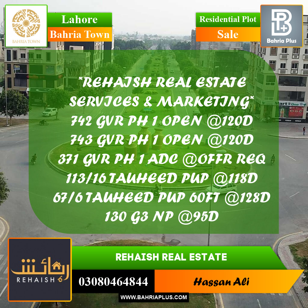 Residential Plot for Sale in Bahria Town, Lahore - (BP-218535)