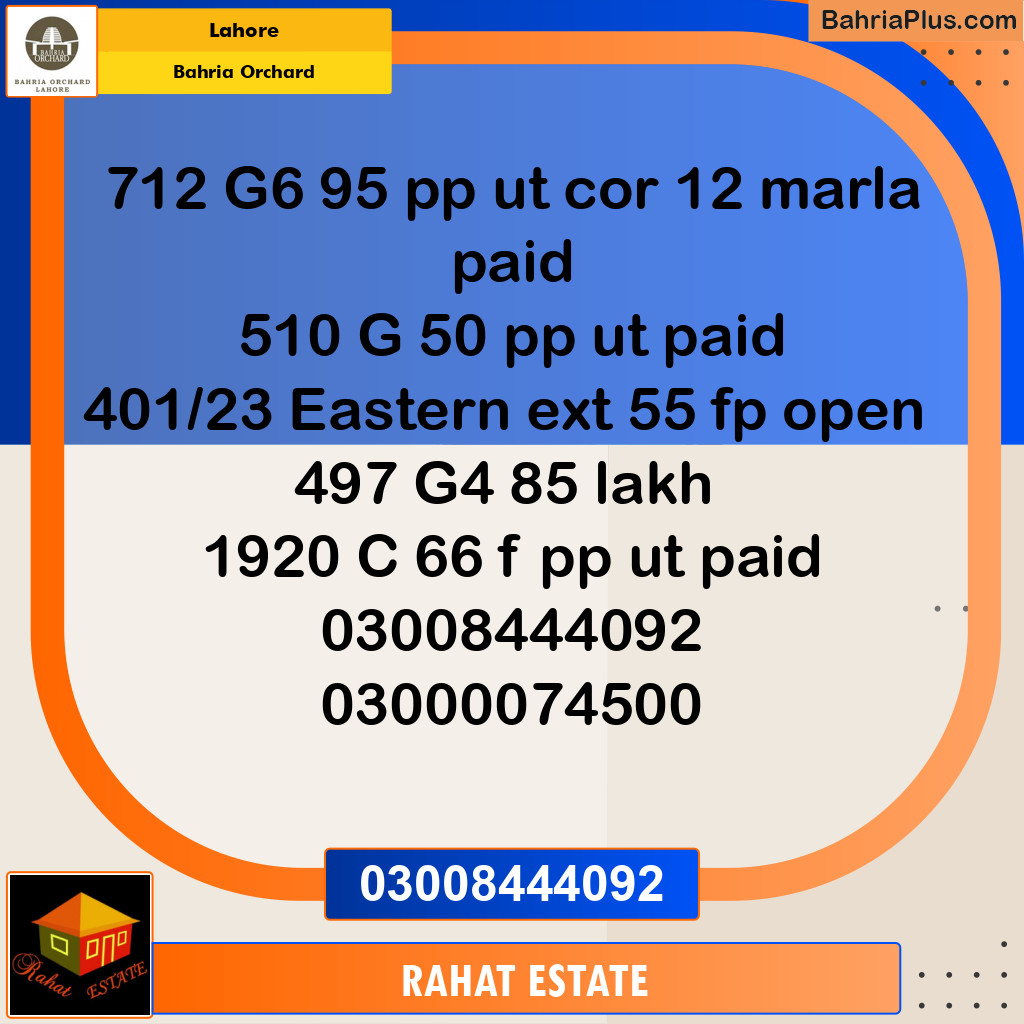 Residential Plot for Sale in Bahria Orchard, Lahore - (BP-218602)