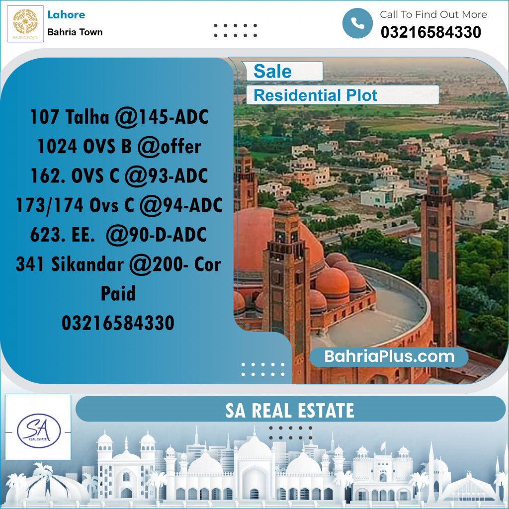 Residential Plot for Sale in Bahria Town, Lahore - (BP-218654)